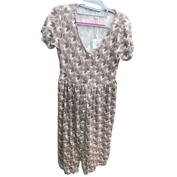 🌼NWT Kate Quinn Button Down Dress Short Sleeves Pinecones Size Small - Picture 1 of 6